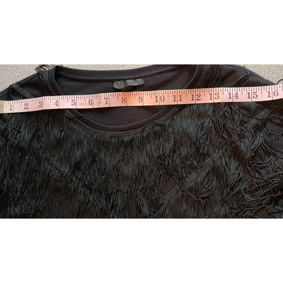 Topshop Black Tassel T-Shirt Size 8 - Picture 10 of 12